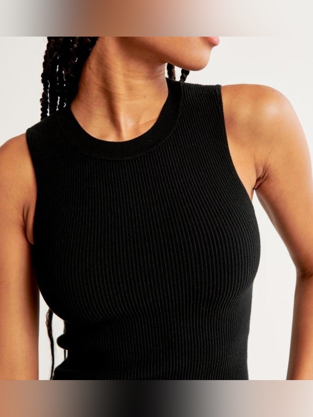 NWT Abercrombie & Fitch Ottoman Crew Tank Sleeveless Ribbed Sweater, Black, XL